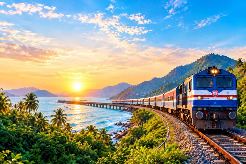 Scenic railway journey across India